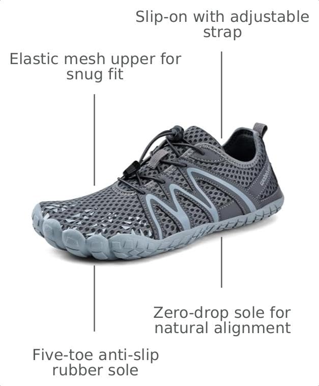 Image of Water Shoes for Men Barefoot Quick-Dry Aqua Sock Outdoor Athletic Sport Shoes for Kayaking, Boating, Hiking, Surfing, Walking