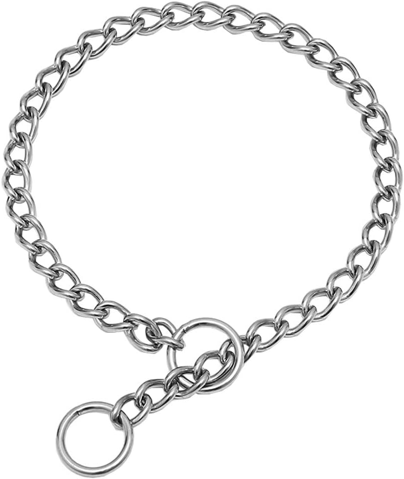 SGODA Chain Dog Training Choke Collar, 304 Stainless Steel, Total Length 22 in, 3 mm