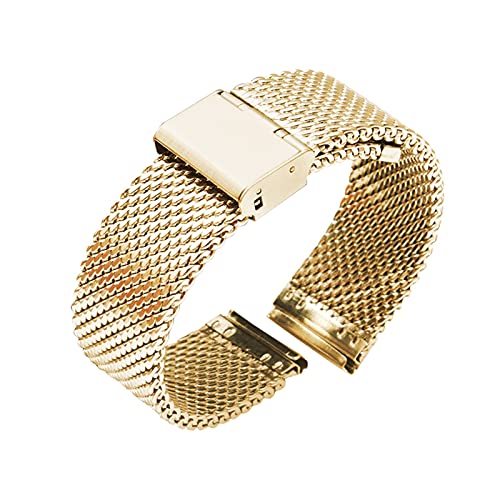 Jiaojiao 18mm 20mm 22mm 24mm Universal Kompatibel mit Milanese Watchband Schnellspanner Uhr Band Mesh Edelstahlband Armband Armband schwarz (Band Color : Gold, Band Width : 22mm) Cover
