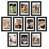 upsimples 4x6 Picture Frame Set of 10, Display Pictures 3.5x5 with Mat or 4x6 Without, Multi Photo Frames Collage for Wall or Tabletop Display, Black