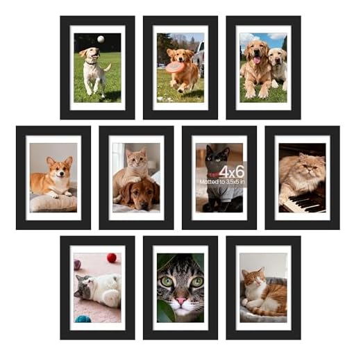 upsimples 4x6 Picture Frame Set of 10, Display Pictures 3.5x5 with Mat or 4x6 Without Mat, Multi Photo Frames Collage for Wall or Tabletop Display, Black