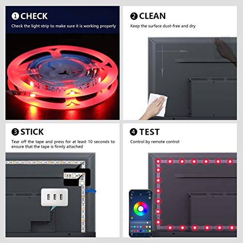 Labuduo Fita de LED inteligente, fonte de alimentação USB, fita de música, temporizador de controle