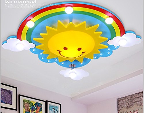 BGmdjcf Rainbow Ceiling Light Sun Lamp Clouds LED Remote Lights Cartoon Children Light lamp Lights Lovely Bedroom Study, 72000+hrs LED White,69 * 60 Rainbow Sun Lamp + cm). [Energy Class A+++]