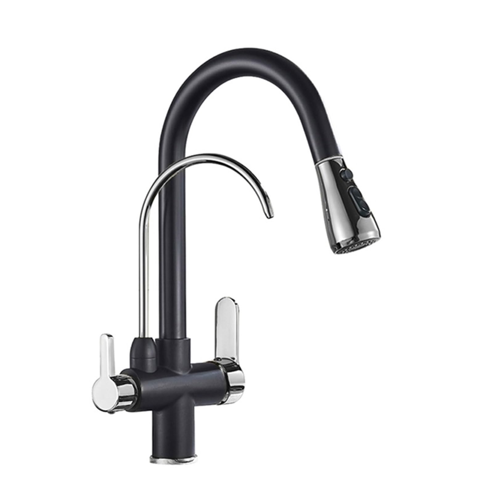 ZYCHSJXA Kitchen Pure Water Sink 360 Degree Swivel Filter Faucet, Spout Pull Out Mixer Faucet(Black and Chrome)