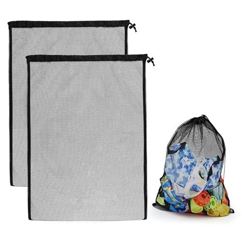 2 Pcs Mesh Dive Bag, 18" x 25" Nylon Drawstring Bag with Shrink Lock