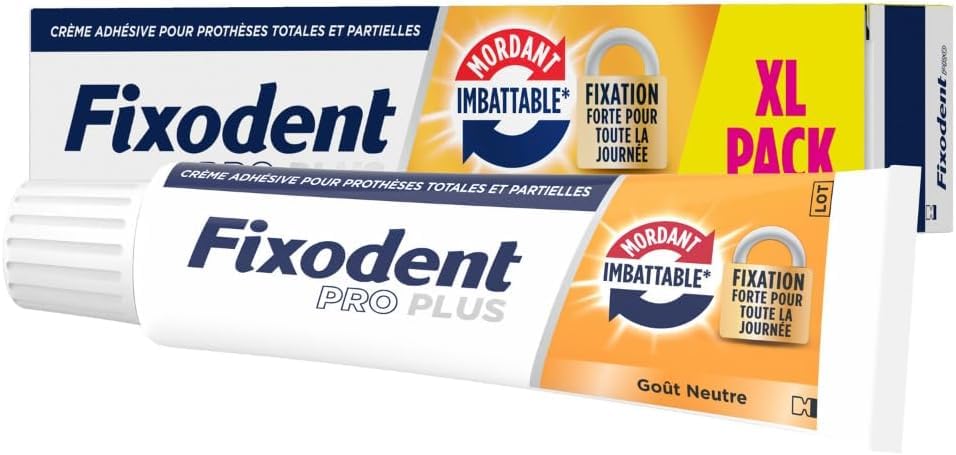 Fixodent Pro Plus Crema adesiva per protesi totali e parziali Mordendo imbattibile 57g XL pack x 3