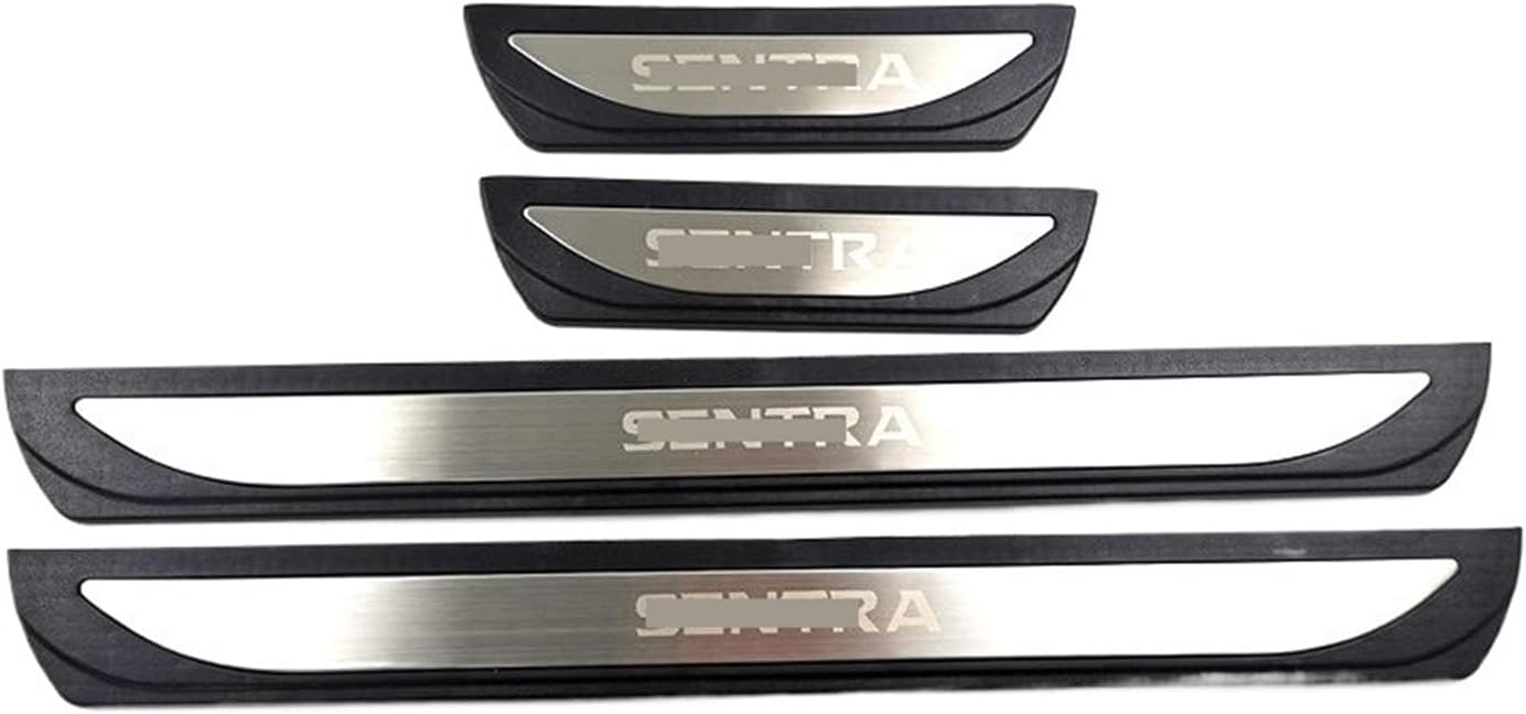 Kick Panels 4PCS Plastic Stainless Steel 2016-2019 Fit for Nissan Fit for SENTRA Car Door Sill Pedal Welcome Scuff Plate Decorative Sequin Cover Car Door Sill Pedal