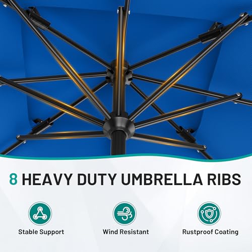 Image of AreShark 8'x10' 2 Tiers Rectangular Patio Umbrella - Outdoor Umbrella Waterproof UV Protection, Market Table Umbrella w /Crank for Pool, Backyard, Deck(Royal Blue)