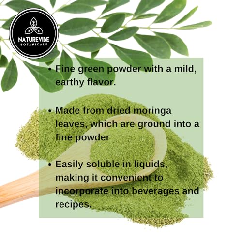 Naturevibe Botanicals Moringa Powder 5lbs | Made with Premium Quality Moringa Oleifera Leaf | Non GMO Gluten Free Vegan | Multi-Vitamin | Great in Drinks and Smoothies | 5 Pound Bulk Bag