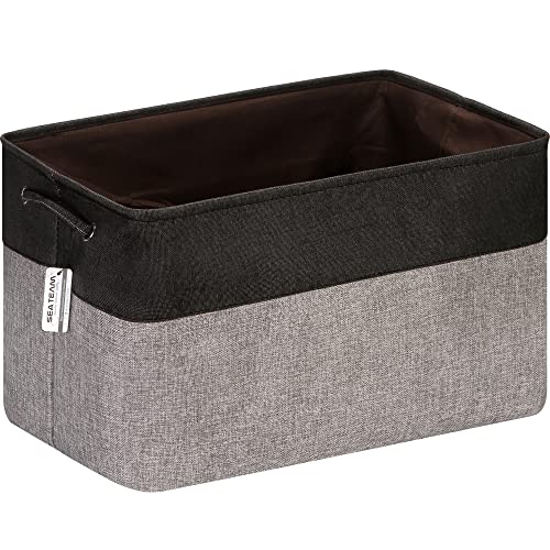 Sea Team 3-Pack Extra Large Storage Basket Set, Trunk Organizer, Clothes Toys Bin, 22 X 15 X 13 Inches, Rectangular Canvas Fabric Collapsible Shelf Box With Handles For Kids Room (Grey/Black) #TOP7