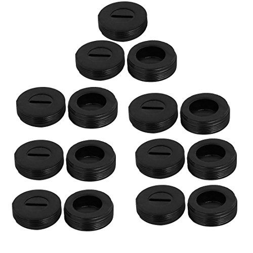 Aexit 15pcs 22mm Power tool OD Male Thread Plastic Motor Carbon Brush Holder Cap Cover Black Model:42as600qo675