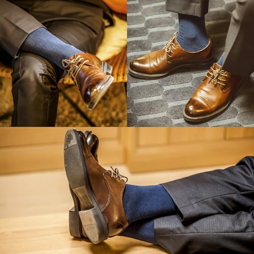 Men's Dress Crew Socks - Plain Colors, Lightweight Classic Cotton, Soft & Breathable Dress Socks for Men, 6-Pack4
