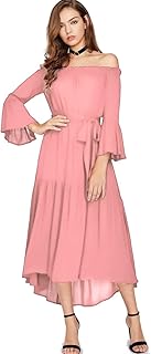 فستان شيفون روز فاخر ببطانة للنساء