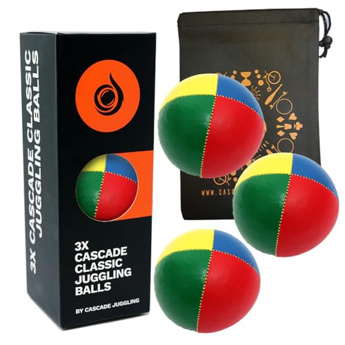 Image of Cascade Juggling 3 x Pro 115g Classic Juggling Balls - Set of 3 Thud Juggling Balls & Bag - Multicoloured