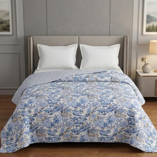 Image of DECORUM Cloud Cotton Double Bed Comforter 90x90 Inch 250 GSM | Ultrasonic Quilted AC Blanket | Lightweight All Season Microfiber Quilt | Ultra Soft & Warm Bedding
