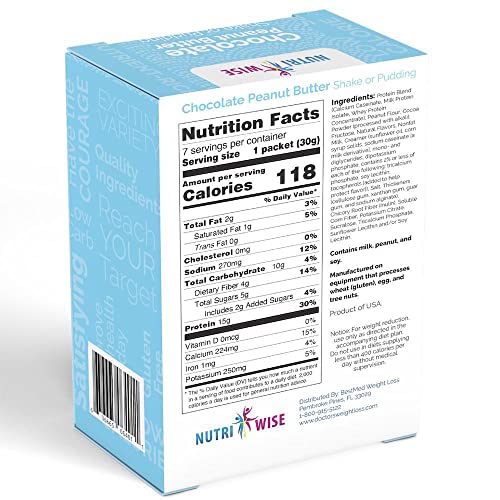 Nutriwise - Shake & Pudding | 7/Box | High Protein Diet | Healthy Nutrition | Appetite Control For Weight Loss | Gluten Free - Low Carb - Low Sugar - Low Fat (Chocolate Peanut Butter) #TOP1