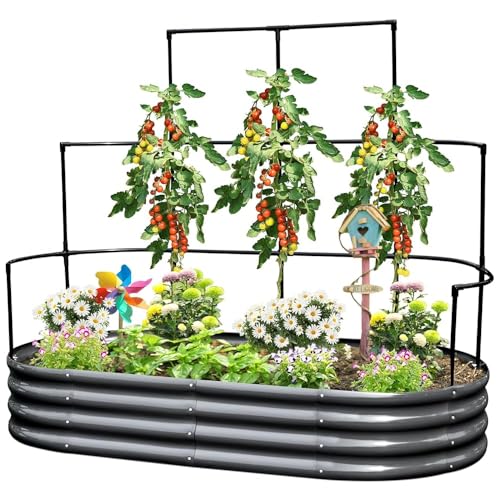 KING BIRD Hochbeet mit Rankgitter, Pflanzkasten Gartenkasten Frühbeet...