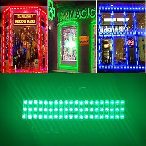 Image of LED Module Super Bright 200 PCS Green 2835SMD 3 LED Module Waterproof Decorative Light for Letter Sign Advertising Signs with Tape Adhesive Backside (Green)