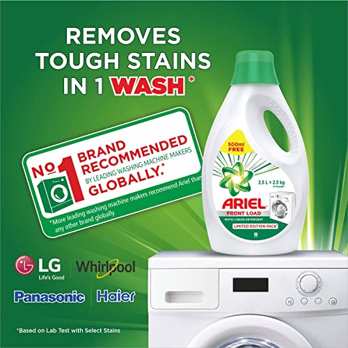Image of Ariel Matic Liquid Detergent Front Load 2 Ltr + 500ml Free & Matic Front Load Detergent Washing Powder - 1 kg