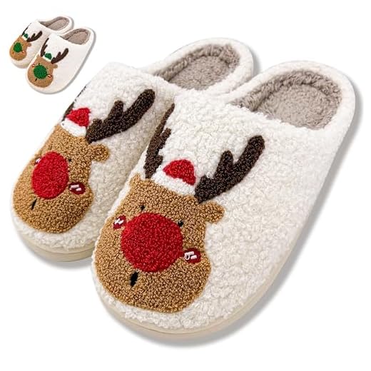 TOPALL Zapatillas Navidad Mujer,Zapatillas Casa Mujer Invierno,Pantuflas Mujer Invierno,Zapatillas de Estar por Casa Mujer Cómoda Invierno Otoño Interior Exterior(Navidad-Alce Rojo,38/39 EU)