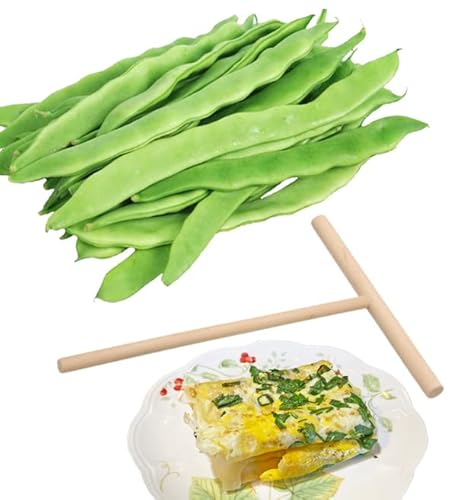Bundle: Vegetable Seeds for Planting: Helda Romano Pole Bean Seeds + Wooden Crepe Spreader