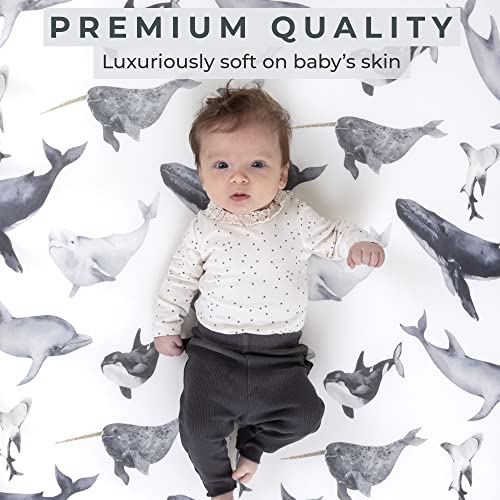 Pobibaby - 2 Pack Premium Changing Pad Cover - Ultra-Soft Jersey Knit, Stylish Ocean Pattern, Safe And Snug For Baby (Seaside) #TOP1