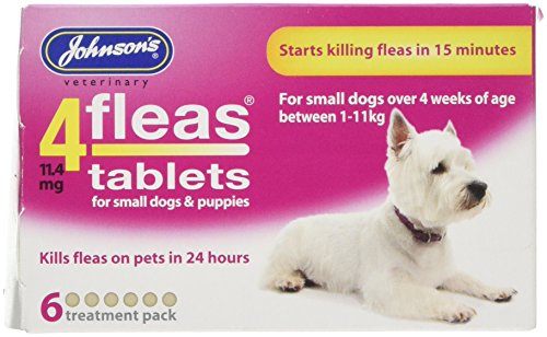Johnsons Veterinary Products 4Fleas Tablets for Puppies and Small Dogs Treatment Pack 6 Count (Pack of 1)