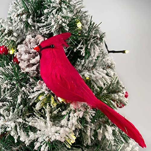 Tinsow 12 Pcs Handmade Artificial Feathered Cardinal Christmas Ornament Clipped On The Christmas Tree For Christmas Tree Garland Decoration #TOP4