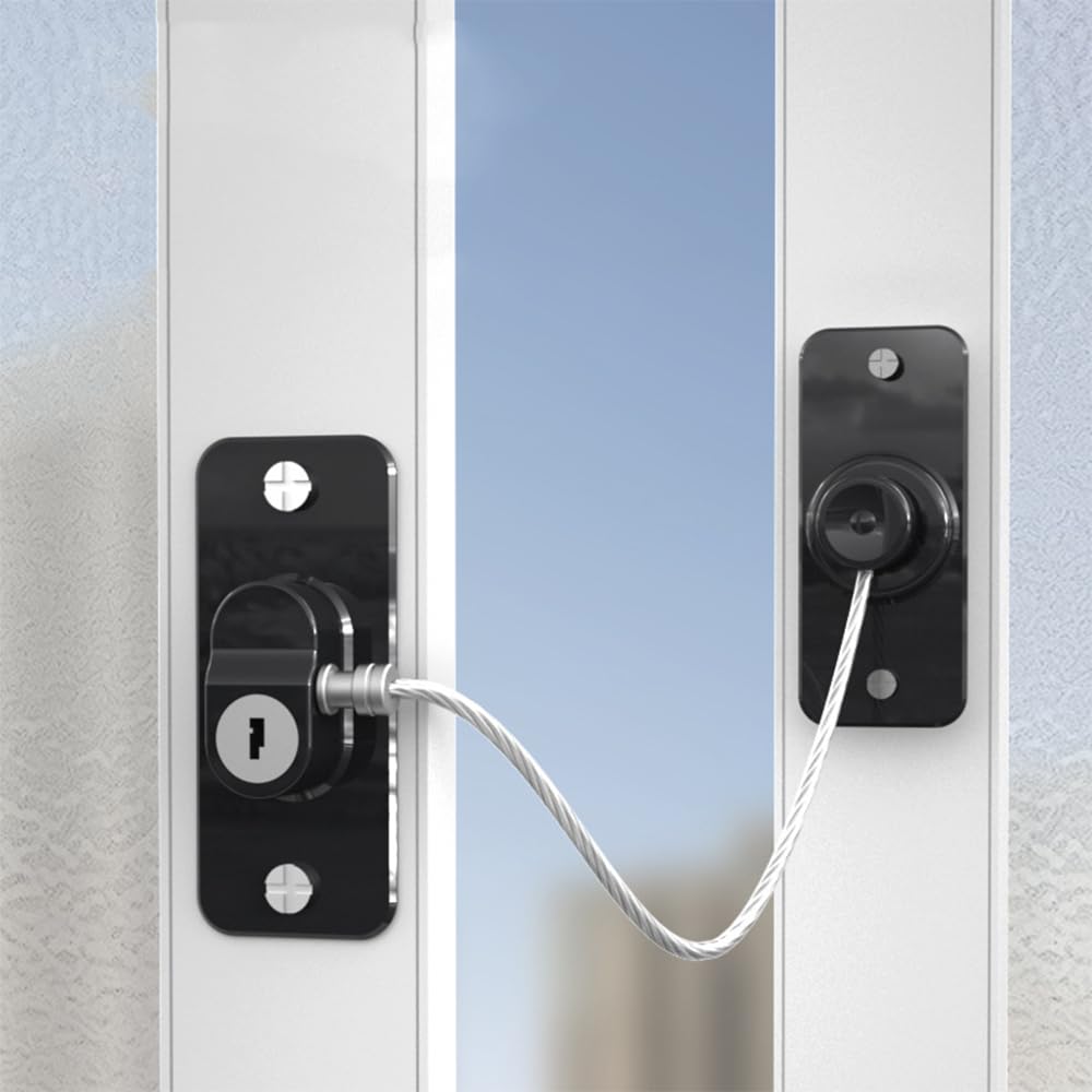 4 limitatori per finestre, autoadesivi, per la sicurezza domestica, limitatori per cavi di sicurezza per finestre in UPVC, porta del frigorifero, sicurezza per animali domestici, a prova di bambino
