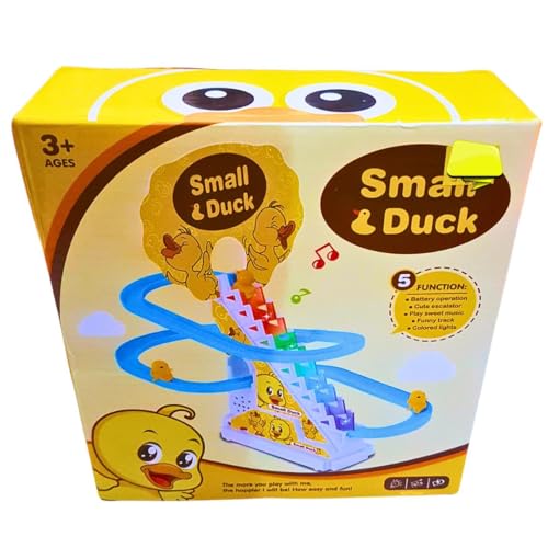 Image of Duck Track Toys for Kids - Stair-Climbing Escalator with Lights & Music, Includes 3 Small Ducks - Interactive Duck Track Slide Toy - Perfect Toddler Gift