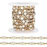 PH PandaHall Cadena de circonita cúbica de 12 pies para hacer joyas, cadenas de diamantes de imitación dorados, cadenas de cristal brillante, cadena de eslabones de metal para manualidades, pulseras