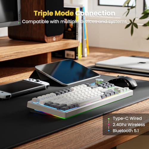 RK ROYAL KLUDGE S85 Wireless Mechanical Keyboard, TKL Keyboard with Display & Ratchet Knob, Triple-Mode Bluetooth/2.4GHz/USB-C, Custom Linear Silent Switches, 7200mAh Battery, Hot Swappable, 85 Keys by RK ROYAL KLUDGE - Used condition - Image 2