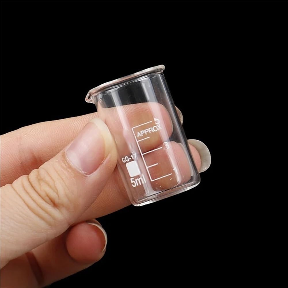 Becher in Vetro borosilicato da 5 ml con beccuccio, becher Trasparente Basso, becher in Vetro borosilicato per Laboratorio Chimico