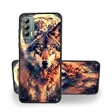 FXIANGWL for Cricket Outlast/AT&T JETMORE Case, Shockproof Grade Drop Protection, Wireless Charging Compatible Protective Cover for Cricket Outlast/AT&T JETMORE, The King of The Jungle Wolf