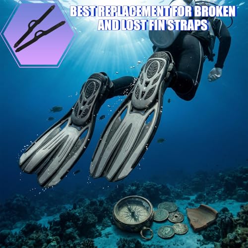 Tasdurian 2 Pairs Scuba Diving Universal Fins Straps TPR Replacement Scuba Fin Straps with Quick Release Buckles Accessories Rubber Adjustable Flippers Strap Male Size 7-15 for Swimming Diving Dive by Tasdurian - Used condition - Image 6