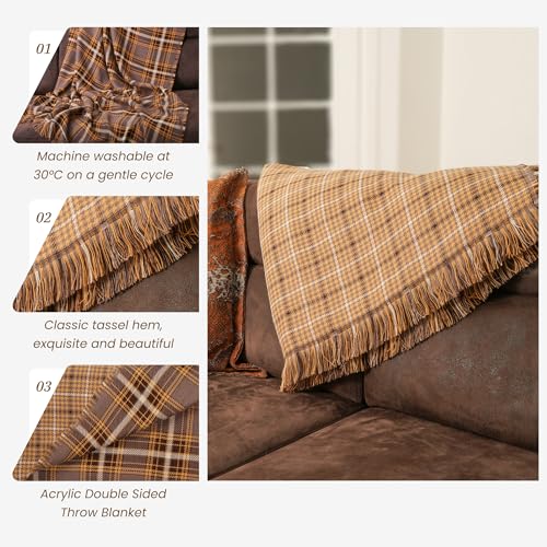 Jeté de canapé écossais et plaid lit réversible 227x118 cm - 7
