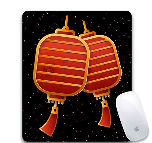 Preisvergleich Produktbild Gaming-Mauspad, Strapazierfähiges Gummi, Schöne Zwei Rechteckige Rote Laternen, Mauspad Für Office-Spiele Auf Einem Tragbaren Laptop