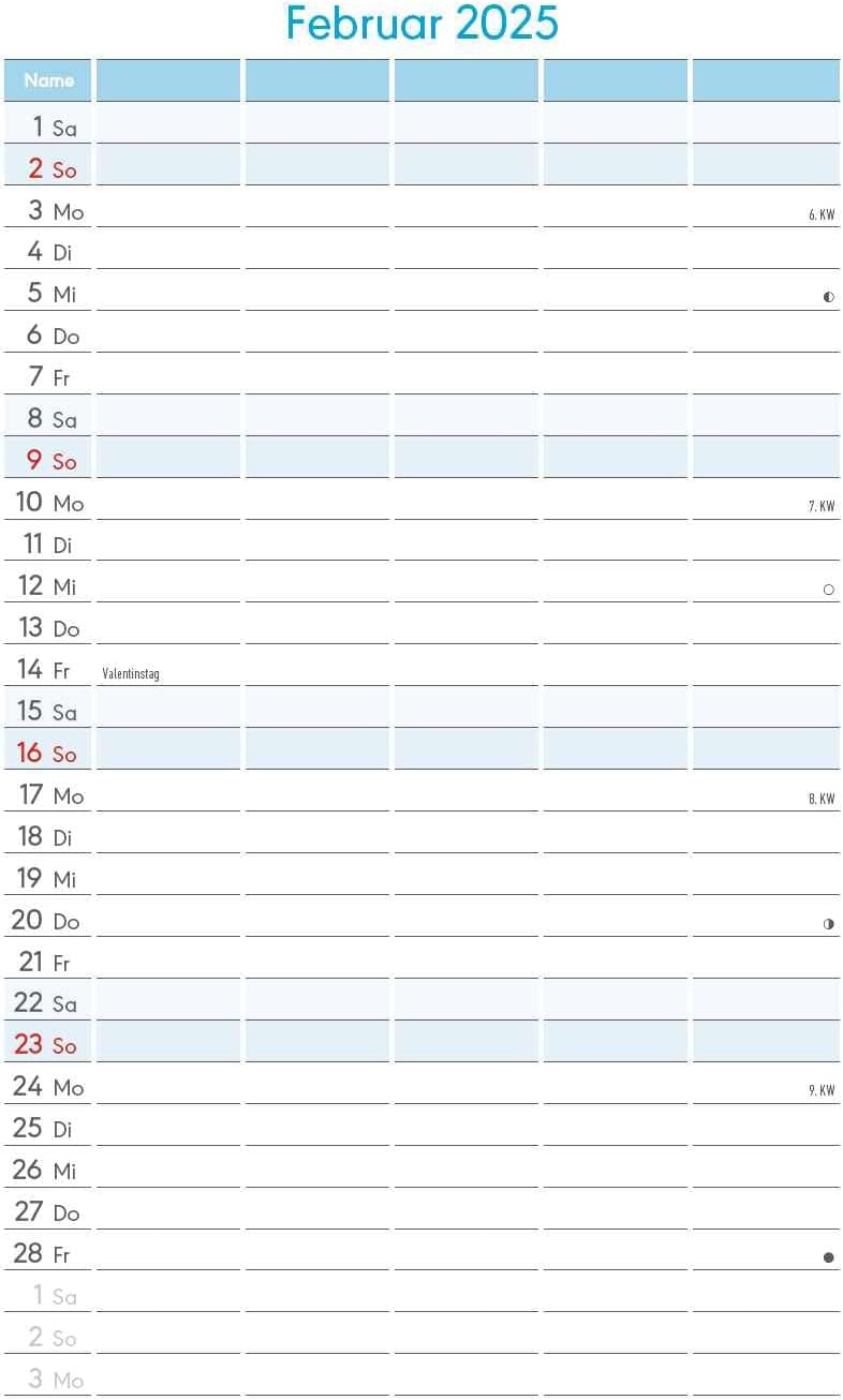 Alpha Edition - Photo Craft Family Planner 2025 Craft Calendar, 19.5 x 45 cm, Wall Calendar with 5 Columns for Appointments, Moon Phases, Holiday Dates DE/AT/CH... Calendar: Do it yourself