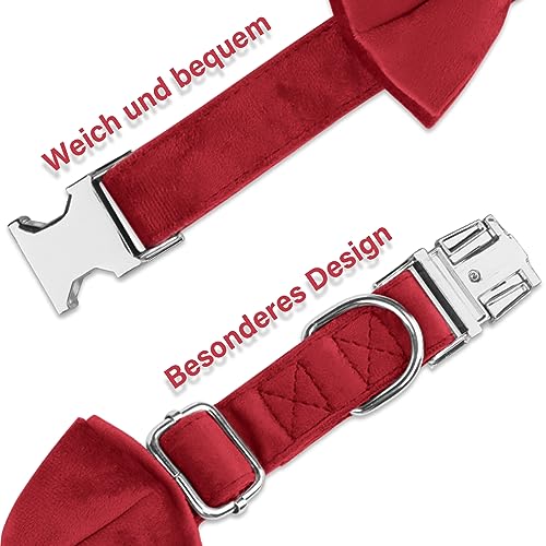 KTWSUEF Hundehalsband Samtiges, mit Abnehmbarer Hunde Fliege, Komfortable Verstellbares Samtige Halsband Hund, Geeignet für Hunde Kleine Mittel große Hunde, Für Hochzeiten, Geburtstage, Partys usw