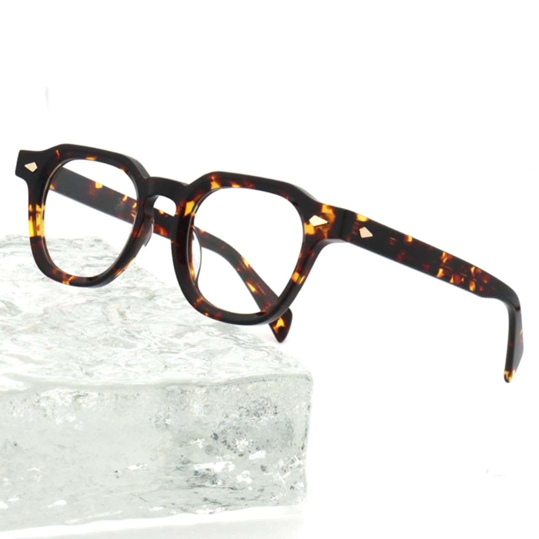 Gafas de sol vintage de moda Rectsunglasses, monturas angulares gruesas de fibra de acetato con detalles de lujo.