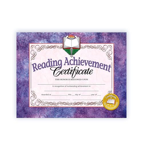 Flipside Products Reading Achievement Certificate, Recognition, Award Student Achievement, Hayes Full-Color Purple Marbled Design, 8.5