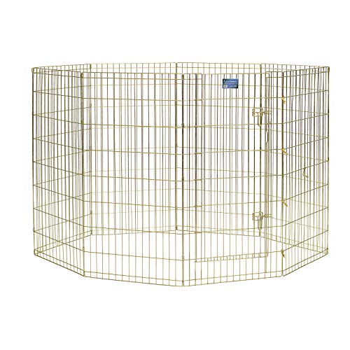 Midwest Foldable Metal Dog Exercise Pen / Pet Playpen, Gold Zinc W/ Door, 24"W X 48"H, 1-Year Manufacturer's Warranty #TOP1