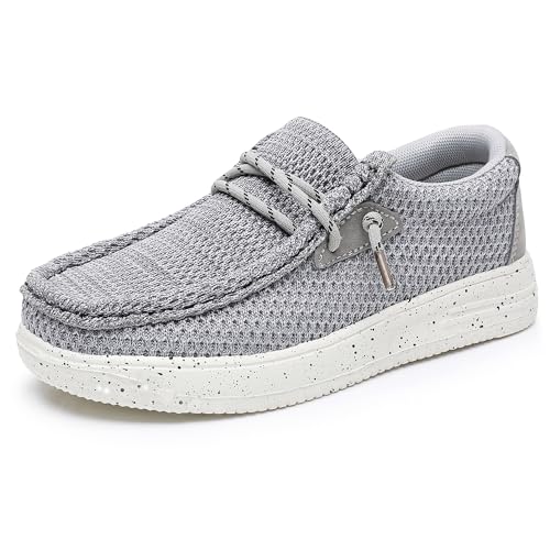 Felabo Kids Boys Slip-On Casual Loafers Canvas Walking Shoes Comfortable & Lightweight (Toddler/Little Kid/Big Kid) Grey cover
