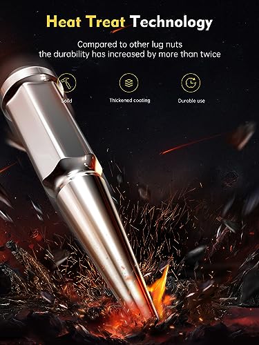 Image of MIKKUPPA M14x1.5 32PCS Spike Lug Nuts, Replacement for Chevy Silverado Suburban GMC Sierra Yukon Ford F250 F350 RAM 2500 3500 Aftermarket Wheel, Chrome 4.4 inch Tall Acorn Tire Nuts with Socket Key