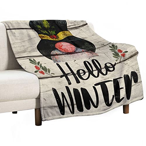 Couverture vintage double face Hello Winter au toucher peluche unique - 2
