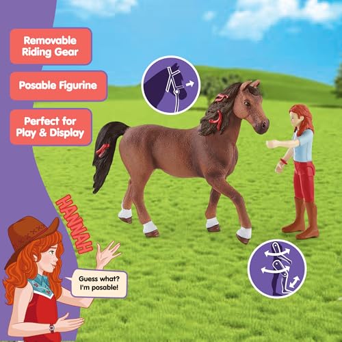 Image of Schleich Horse Club - 10Pc Hannah & Cayenne Playset - Kids 5+ | 42539 | Horse Figurine, Equestrian Toy for Girls 5+, Realistic Horse Toy, Screen-Free Imaginative Pretend Play, Party Gifts