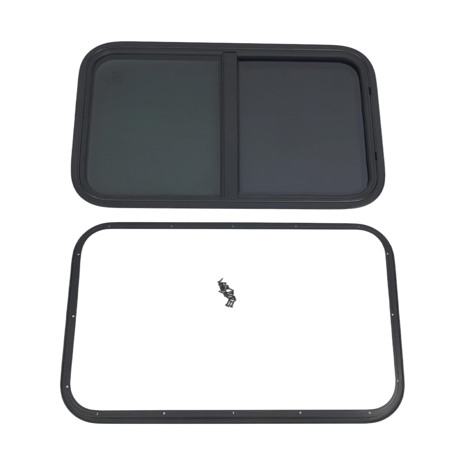 Ventana Deslizante Vertical Para Autocaravana, Ventana Lateral Del Remolque Con Malla Antimosquitos, Vidrio Templado Negro, Para Vehículo Recreativo