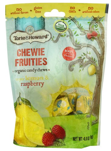 Torie & Howard Chewie Fruities Organic Candy Chews Meyer Lemon & Raspberry -- 4 oz - 2 pc