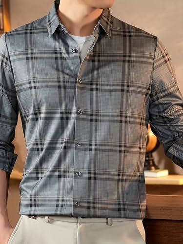 Image of Lymio Men Shirt | Checkered Button Down Shirt for Men | Slim Fit Casual & Semi-Formal Shirts for Man | Textured Long Sleeve | Office & Weekend Ready (Packs Also Available) (Big-Checks)