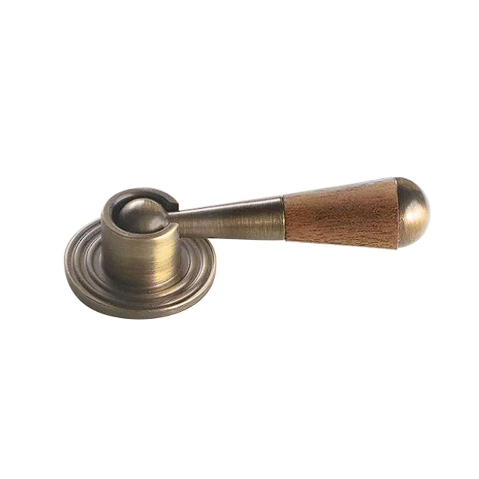 Chenhoju Antique Bronze Walnut Wood Teardrop Cabinet Pull, Vintage Solid Brass Small Drawer Handle Single Hole Hanging Knob Cabinet Pulls(Antique Bronze)